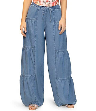 Stevie by Steve Madden Chambray Wide Leg Full Length Pants | Dillard's