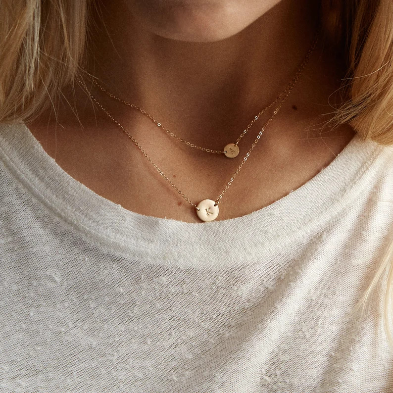 Initial Necklace Set of 2 - Initial Layered Necklace - Dainty Layer Necklace - Personalized Neckl... | Etsy (US)