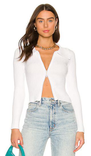 Callie Zip Front Top in White | Revolve Clothing (Global)