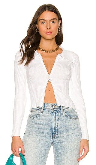Callie Zip Front Top in White | Revolve Clothing (Global)