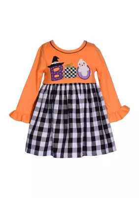 Bonnie Jean Baby Girls Boo Halloween Gingham Dress, Orange, 12 Months | Belk