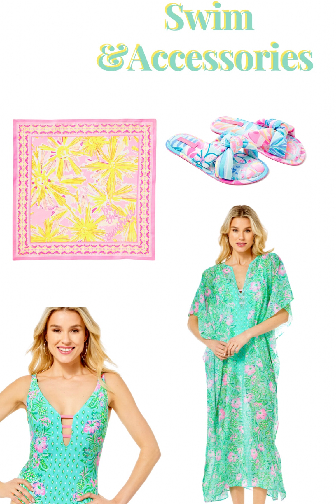 Swim and accessory picks from the Lilly Pulitzer Sunshine Sale! 

Swimsuit
Swimwear
Resort wear 
Pool slides shoes 
Silk scarf 

#LTKunder50 #LTKsalealert #LTKSale