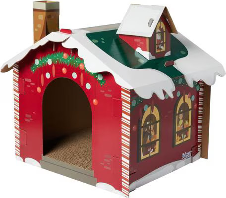 Frisco Holiday Santa's Workshop Cardboard Cat House | Chewy