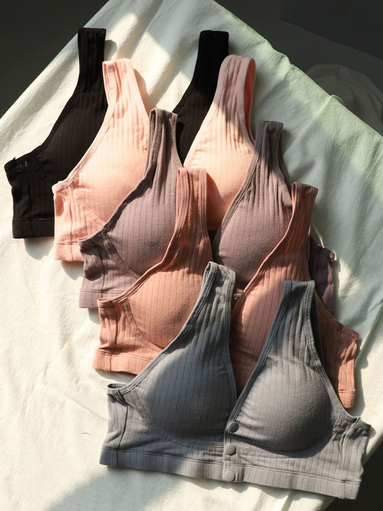 5pack Button Front Nursing Bra | SHEIN