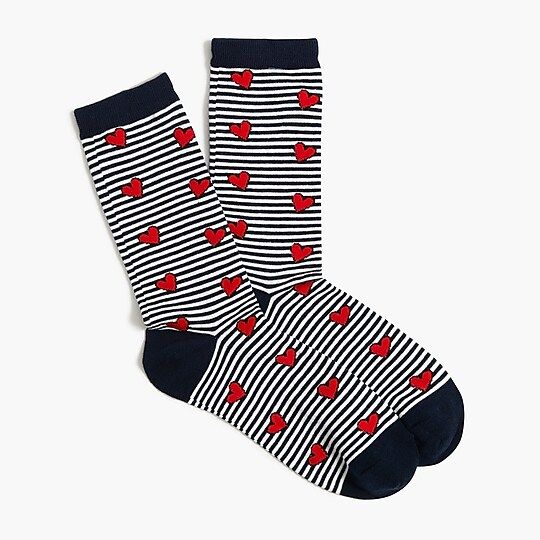 Striped hearts trouser socks | J.Crew Factory