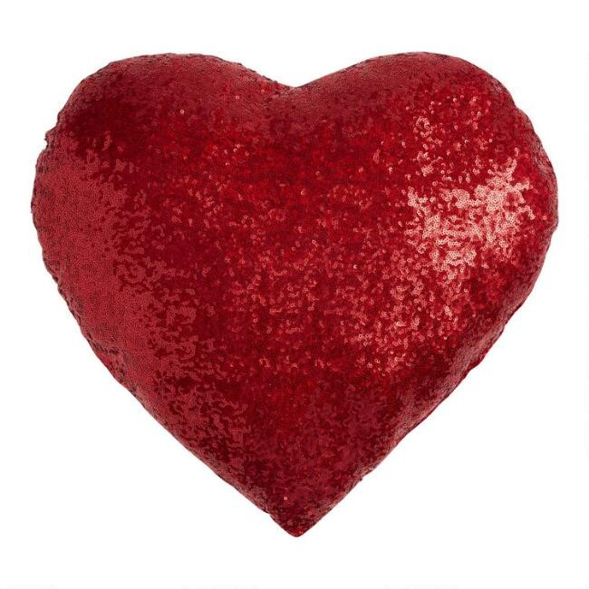 Pier Place Red Sequin Heart Throw Pillow | World Market