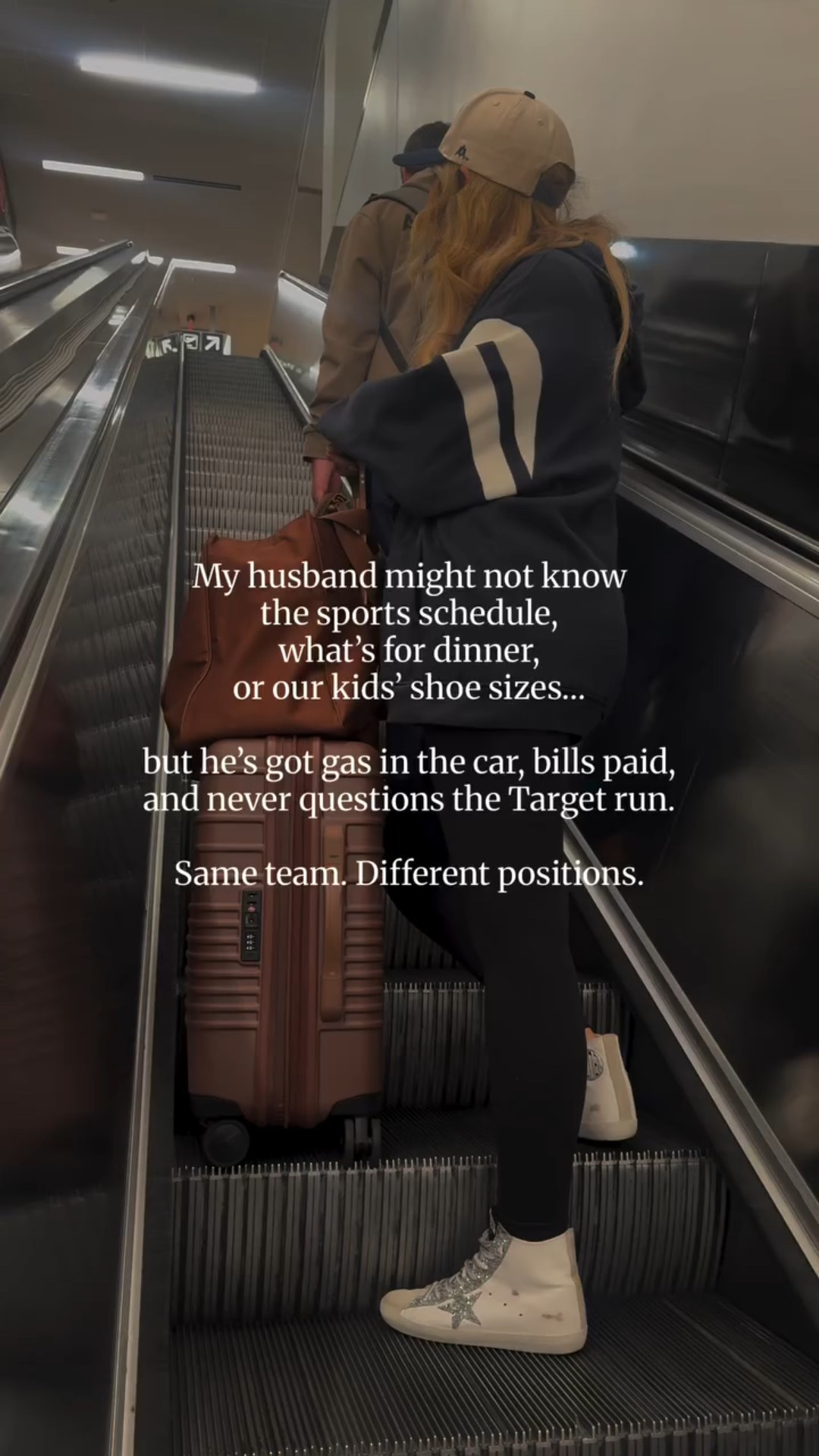 Same team. Different positions.
And honestly, that’s the beauty of it.
Marriage isn’t matching roles… it’s shared mission. 🤍

#sahm #motherhood #momlife #parenting #wifelife #momoffour #youthsports #christianmom #marriage #midwestmom #marriagefunny #husbandandwife #married #sharedmission