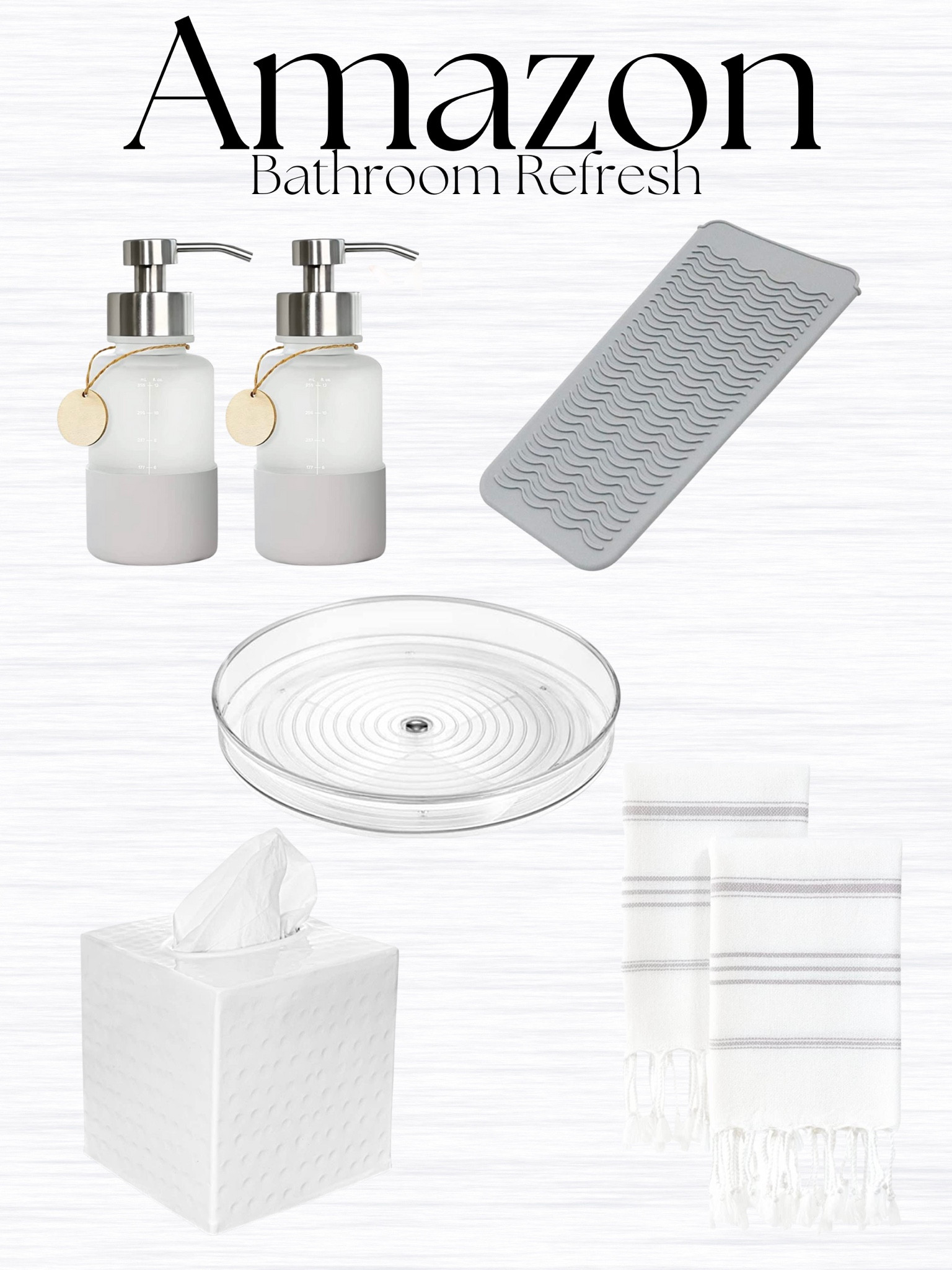 Amazon home, home decor, bathroom finds, bathroom decor, tissue box cover, soap dispenser, Turkish towels

#LTKstyletip #LTKhome #LTKunder50