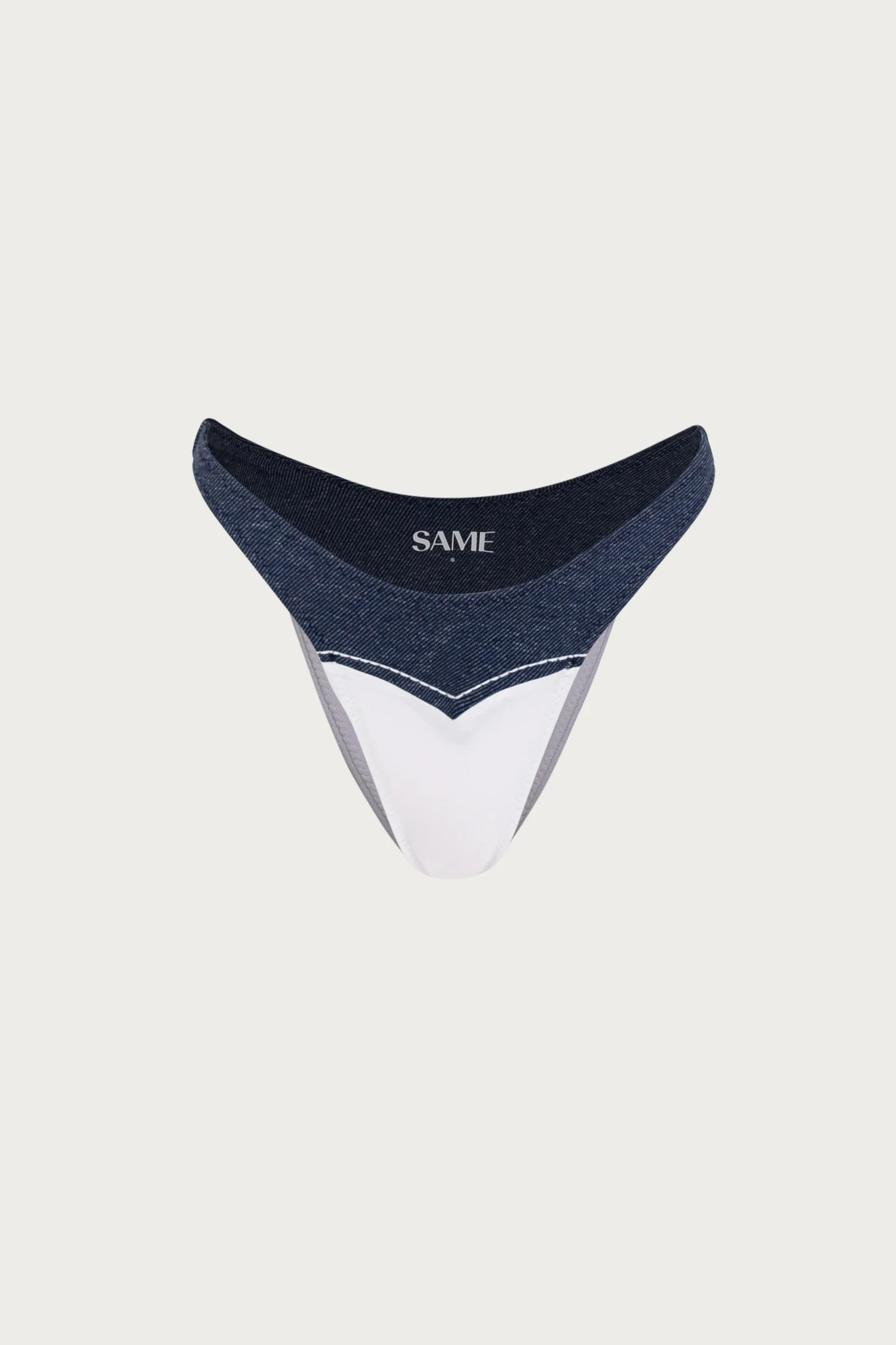 Western 90s Bottom (Faux Suede White/Dark Denim) | SAME
