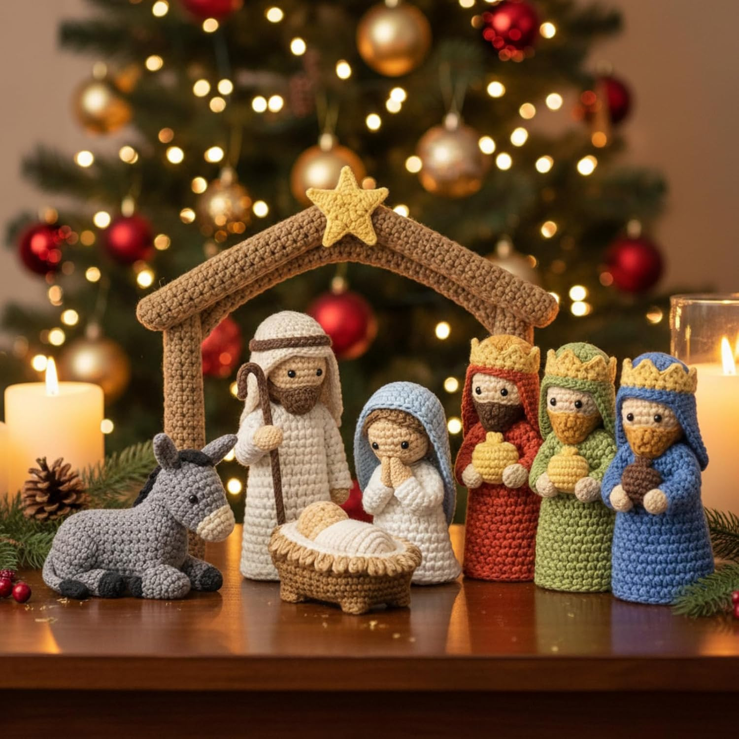 Qunclay 8 Pcs Knit Christmas Nativity and Figures Set for Women Men | Amazon (US)