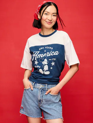 Old Navy x Disney Mickey Mouse Football-Style T-Shirt for Women | Old Navy (US)