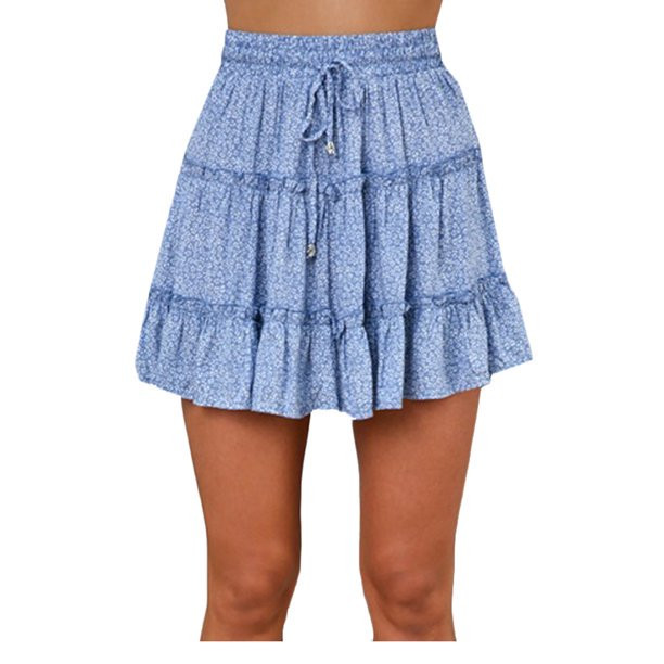 Women Floral Leopard Ruffle High Waist Lace Up Skirts - Walmart.com | Walmart (US)