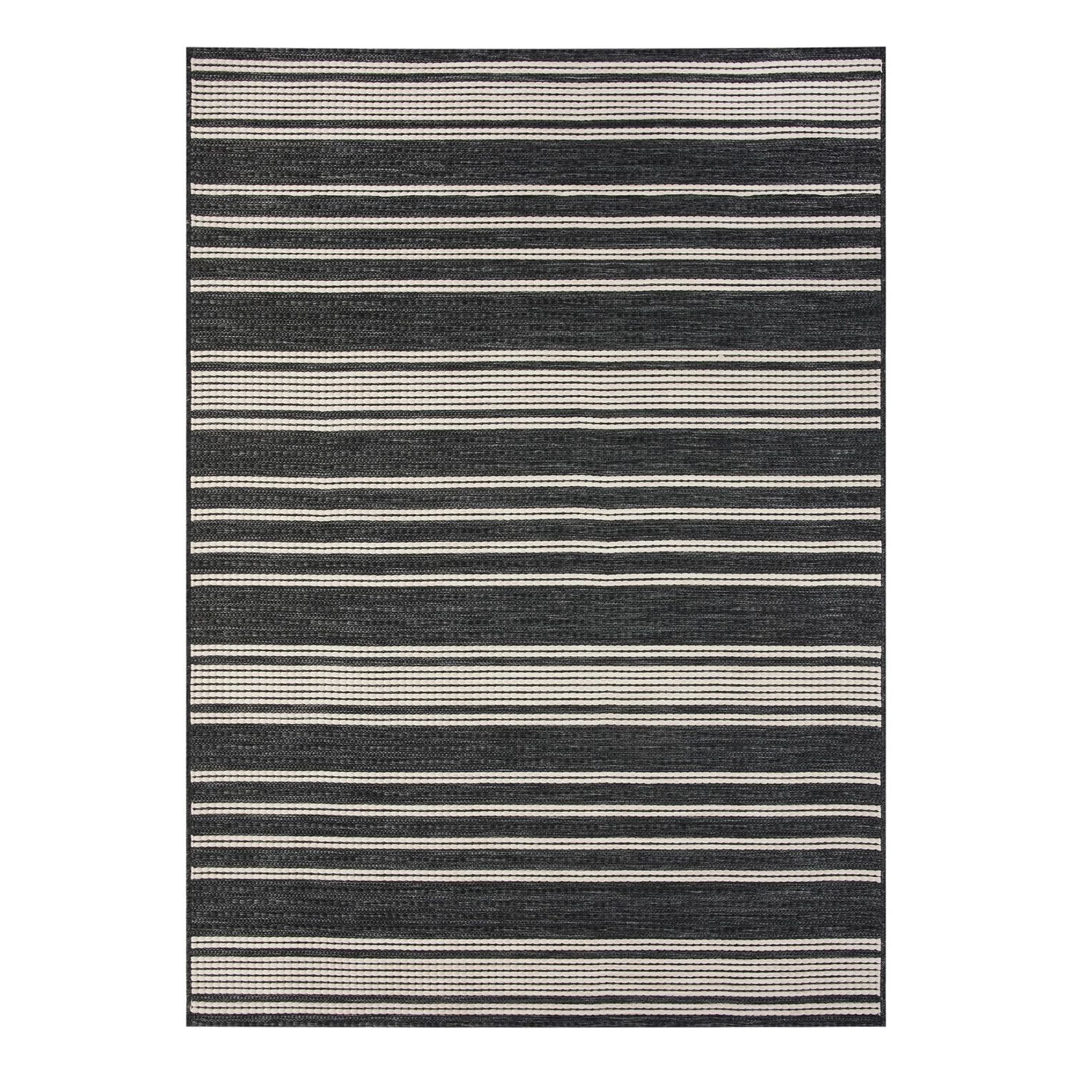 Better Homes & Gardens Outdoor/Indoor Rug, Charcoal & Ivory Stripe, 5' x 7', fade resistant - Wal... | Walmart (CA)