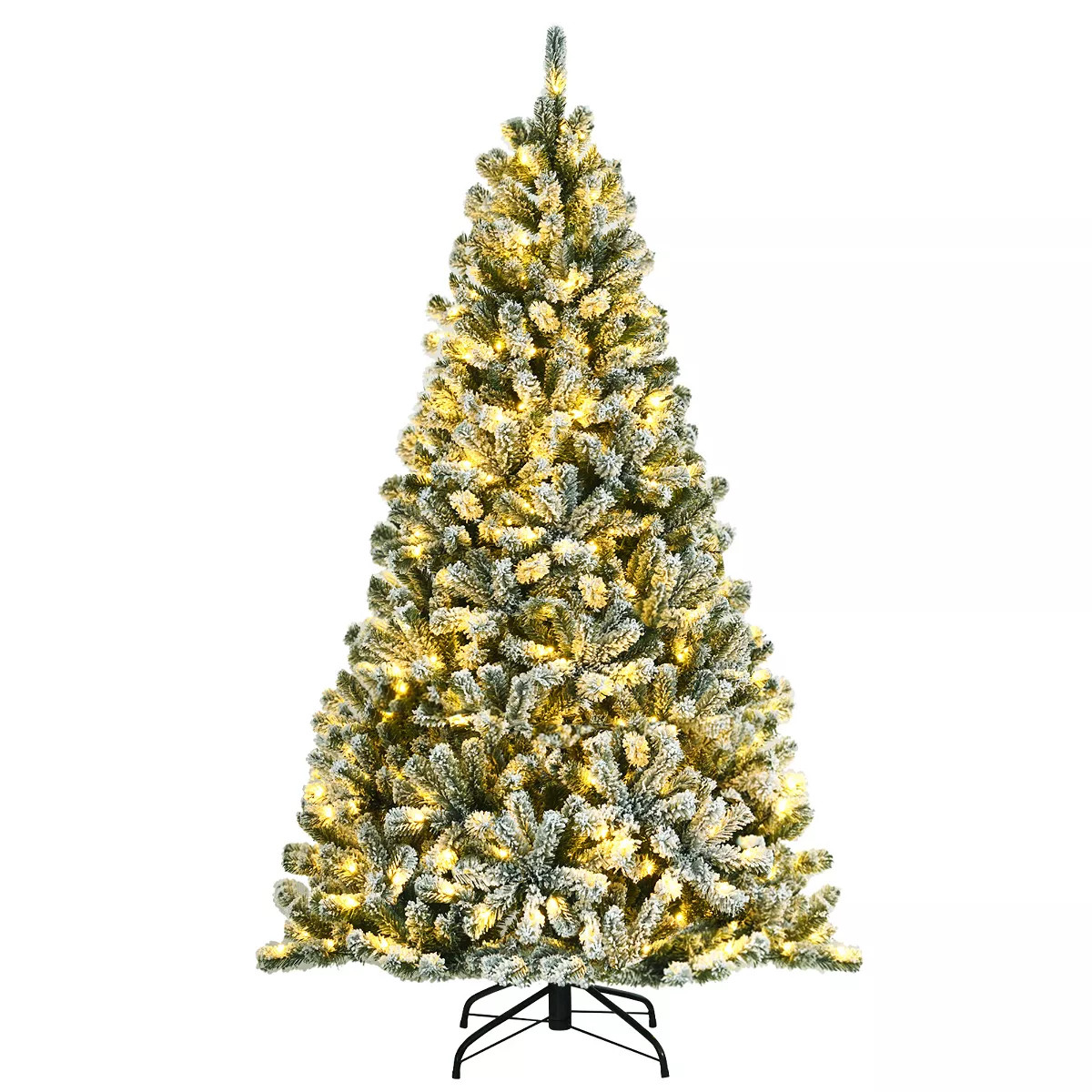 Costway 6ft Pre-lit Snow Flocked Hinged Christmas Tree w/ 928 Tips & Metal Stand | Target