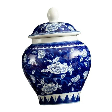 Glazed Hand Painted Ceramic Ginger Jar Home Office Decor Multi Purpose Tea Storage Home Accent Porce | Walmart (US)