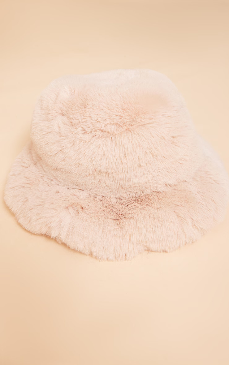 Beige Soft Faux Fur Oversized Hat | PrettyLittleThing UK