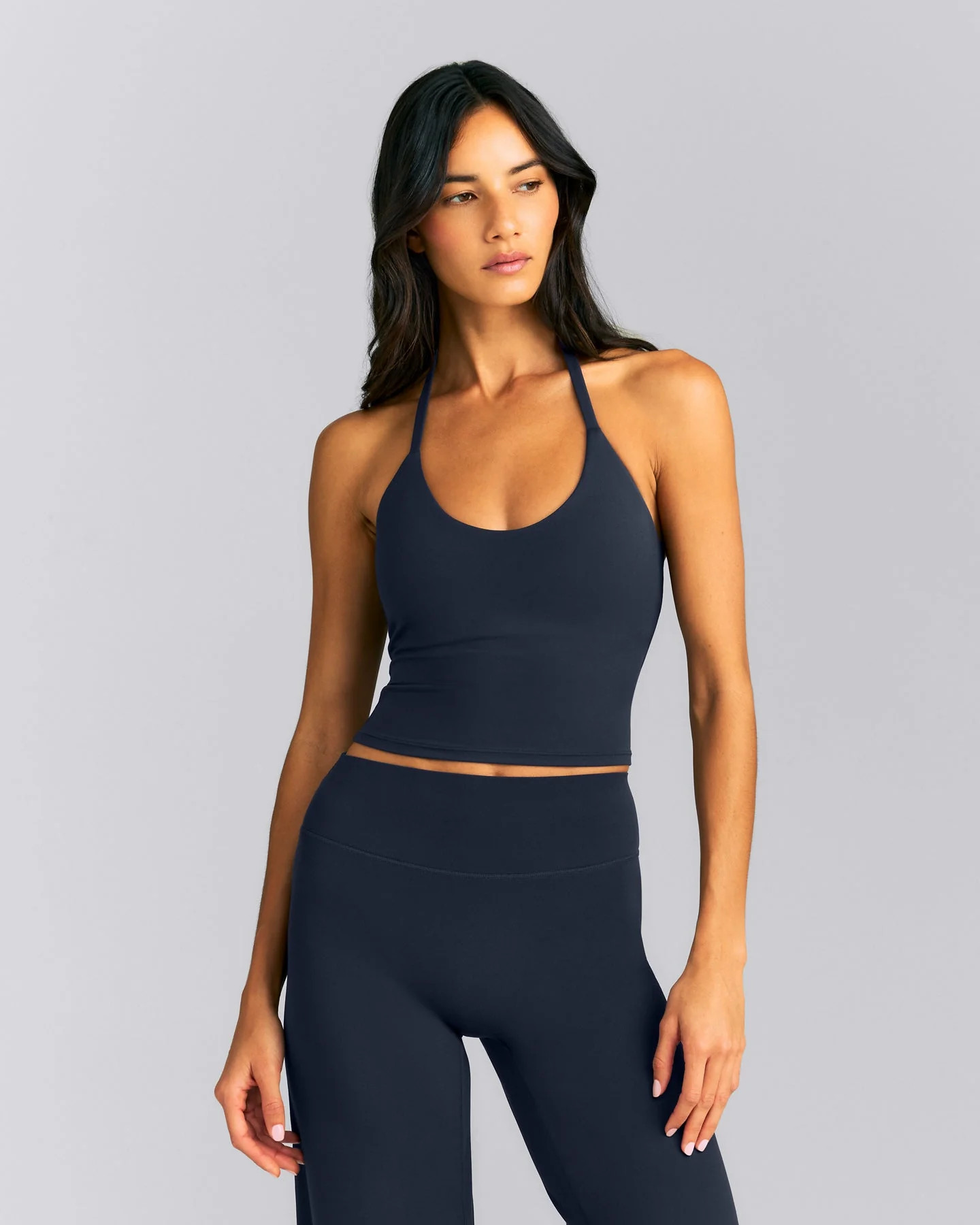 SoftMotion\u2122 Strappy Halter Neck Mid Tank Top with Built in Bra Shelf New Branding 
 True Blu... | Oner Active (UK / US)