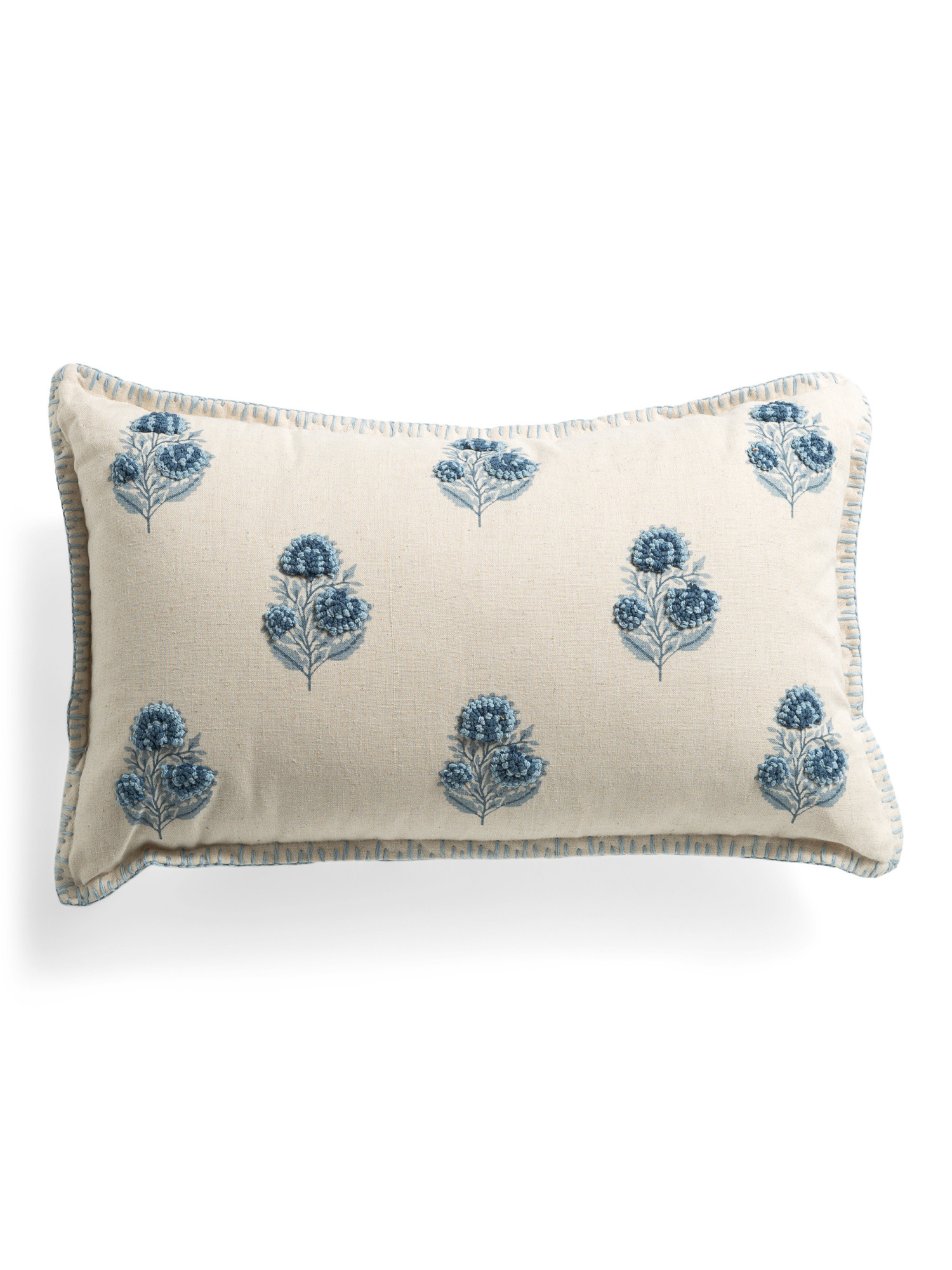 Made In Usa 14x24 Embroidered Velvet Floral Block Print Pillow | TJ Maxx