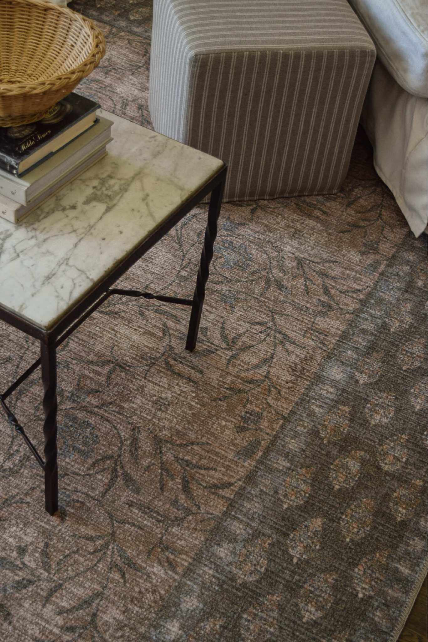 Rifle Paper Co. x Loloi Edinburgh Sand / Green Area Rug — a soft, muted botanical with that lived-in, European. 

It’s durable, easy to maintain, and works beautifully in real-life, high-traffic homes.

#LTKSaleAlert #LTKHome