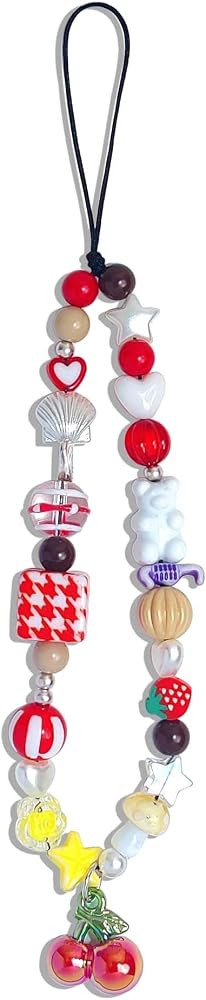 Cute Phone Charm Handmade Exquisite Beaded Phone Lanyard Wrist Strap Pink CellPhone Chain Charms ... | Amazon (US)