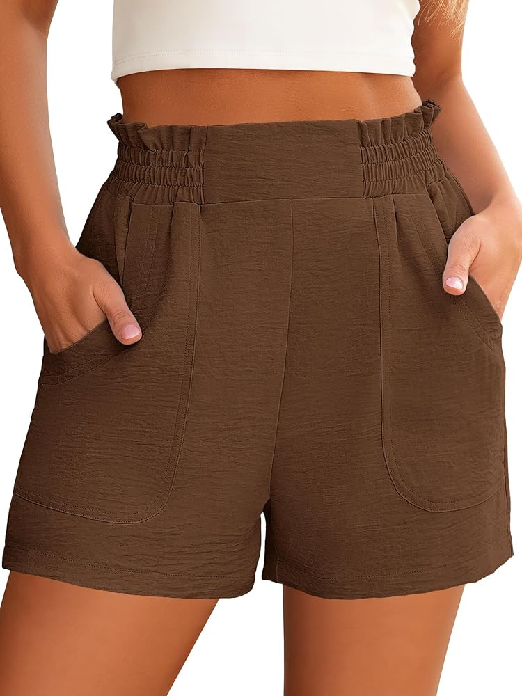 ANRABESS Shorts for Women Summer Casual Elastic High Waisted Wide Leg Cute Dressy Beach Shorts 20... | Amazon (US)