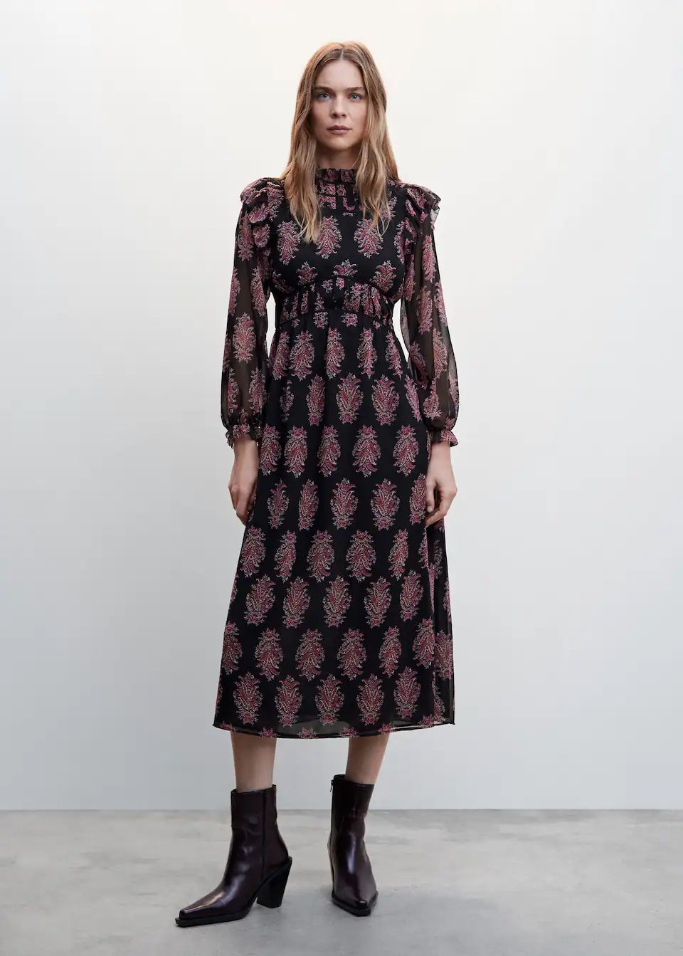 Baroque print dress -  Women | Mango USA | MANGO (US)