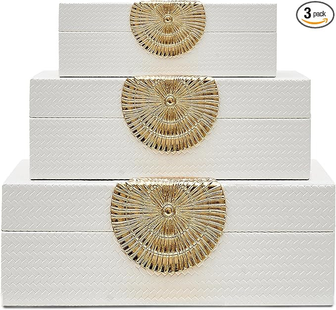 Faux Leather Decorative Boxes - Pack of 3 Decorative Boxes, Modern Decorative Box, Stackable Deco... | Amazon (US)