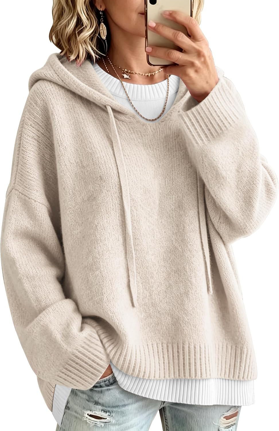 Womens Sweaters Fall Outfits Oversized Chunky Knit Pullover Sweater Hoodies | Amazon (US)