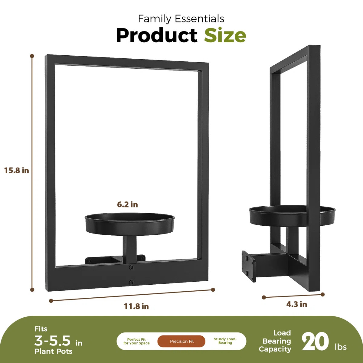 2-Pack Black Metal Wall-Mounted Plant Hangers,Indoor/Outdoor Hanging Planter Racks (Set of 2) | Wayfair North America