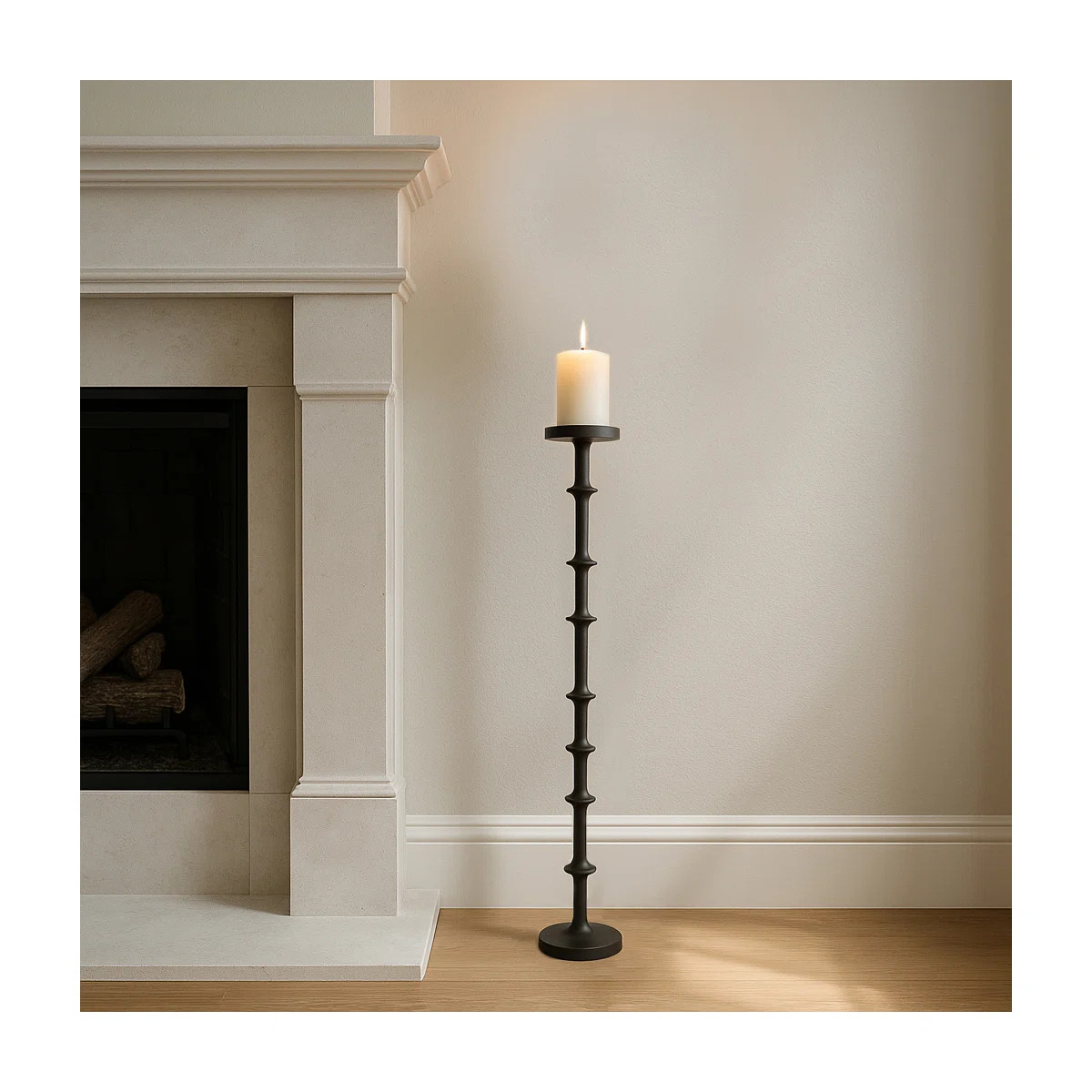 Adel Modern Metal Wood Aluminum Candle Holder for Pillar or Taper Candles Decorative Single Candl... | Wayfair North America