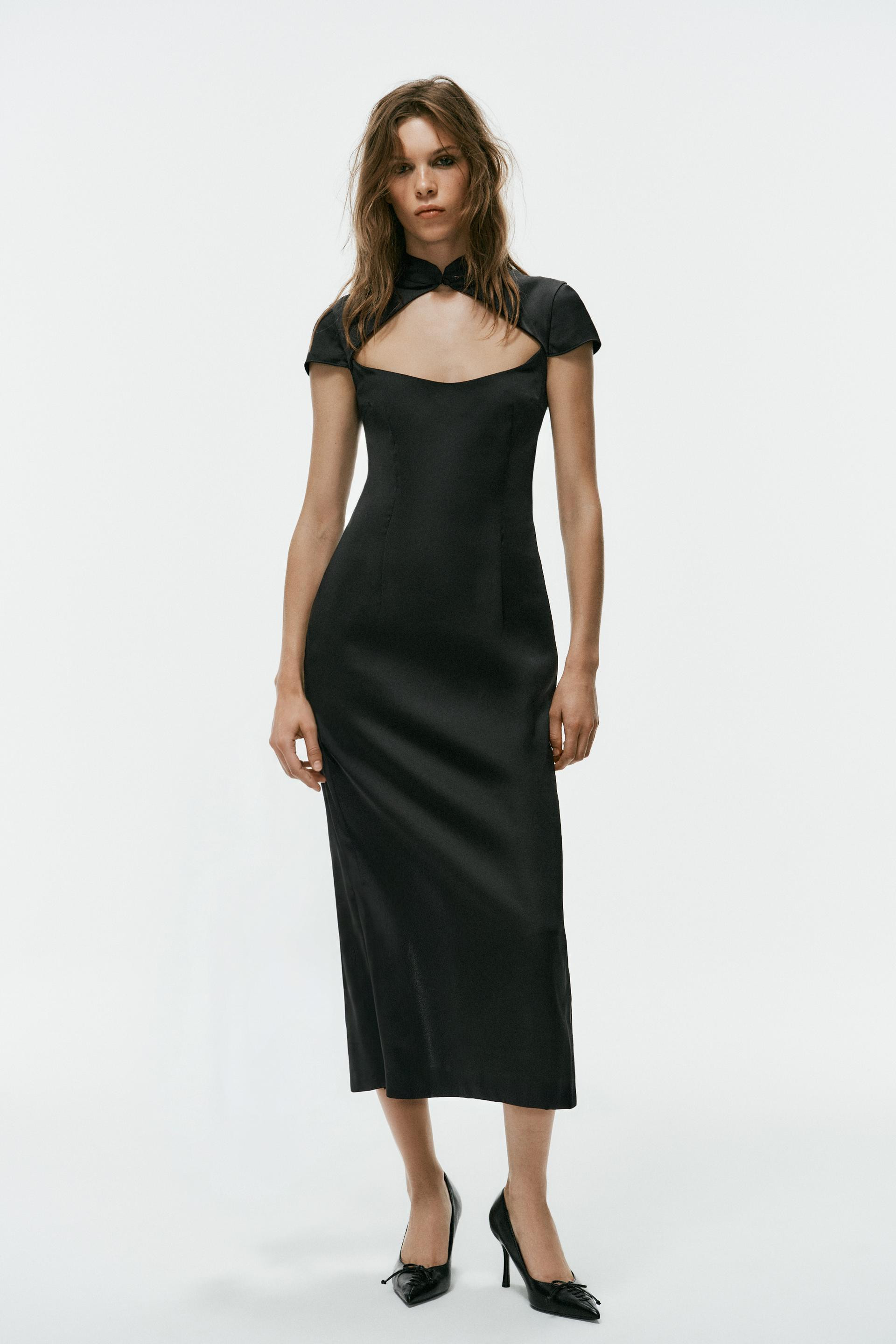 SATIN MIDI DRESS WITH OPENING | Zara US