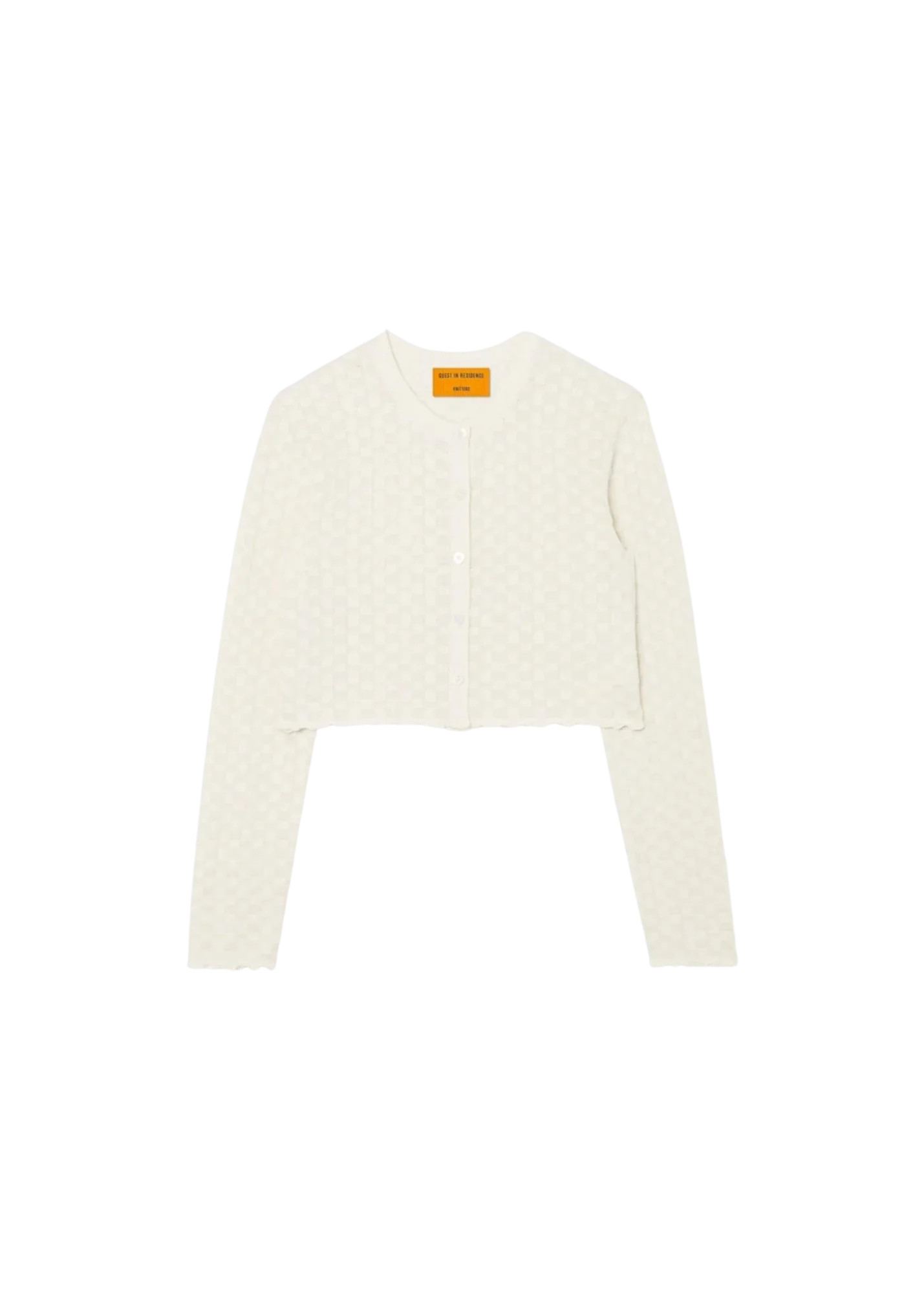 Checker Shrunken Cardigan in Cream | MODISTE