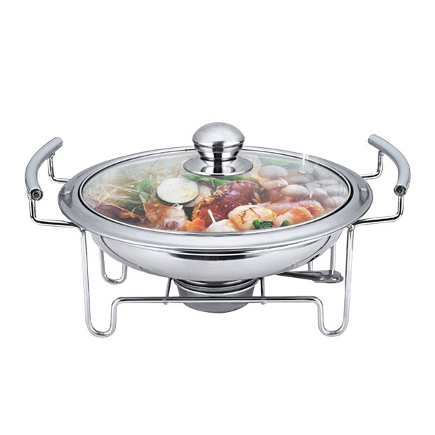 Miumaeov Chafing Dish Stainless Steel Round Hot Pot Rack Buffet Warmer Container +Glass Lid for K... | Walmart (US)