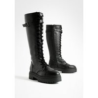 Side Buckle Knee High Hiker Boots | Debenhams UK