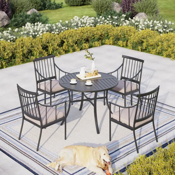 Alyah 4 - Person Round Outdoor Dining Set with Cushions | Wayfair North America