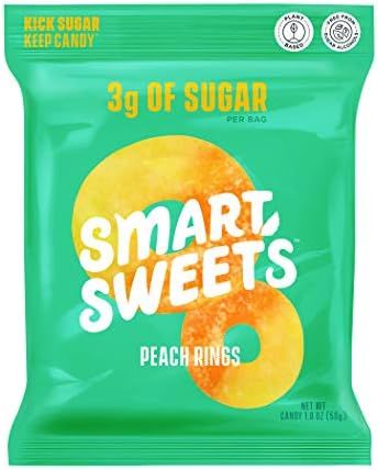 Smart Sweets Peach Rings, Low Sugar Gummy Candy, Plant-Based, Low Calorie Snack, 1.8oz. (Pack of ... | Amazon (US)