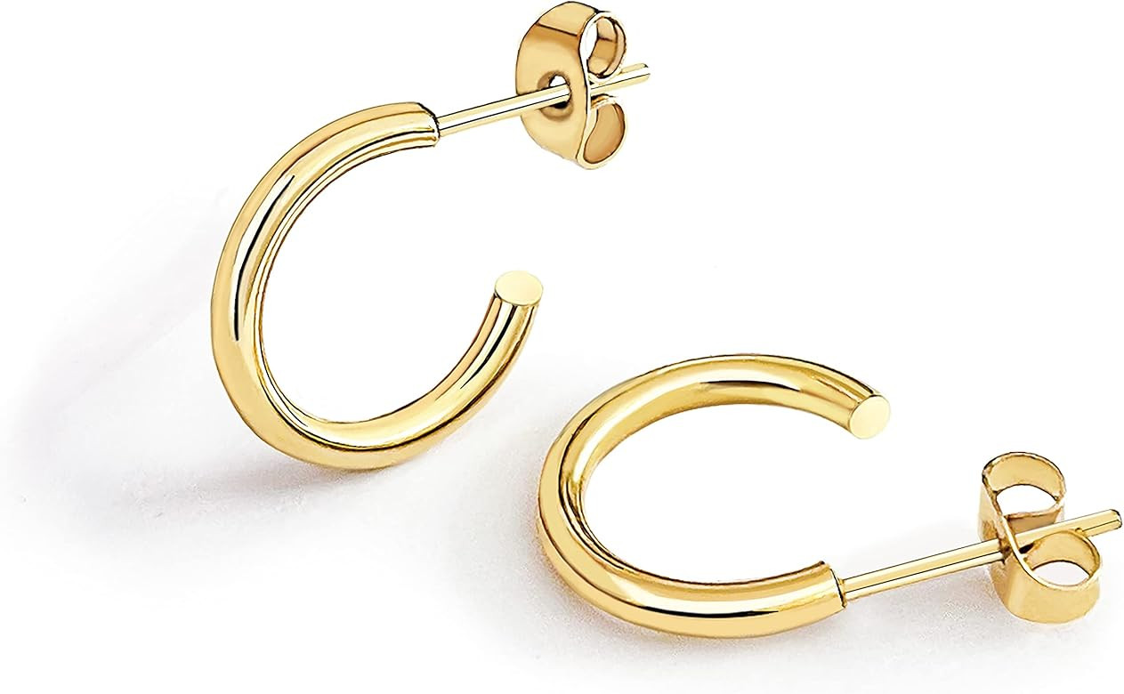 Altitude Boutique 18K Small Gold Hoop Earrings For Women | Gold Plated Thin Tube Earrings | Lightwei | Amazon (US)