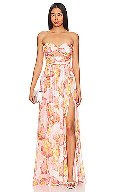 Katie May Adele Gown in Apricot Poppy from Revolve.com | Revolve Clothing (Global)