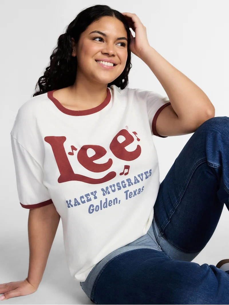 Kacey Lee Women's Distressed Graphic Ringer Tee, Sizes XS-XXL | Walmart (US)
