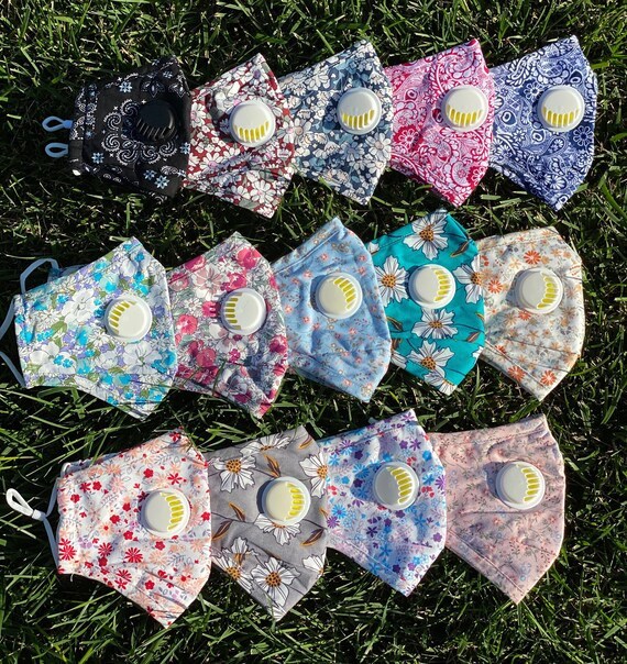 Fabric Washable Fashion Face Mask with Filter Pocket and 1 | Etsy | Etsy (US)