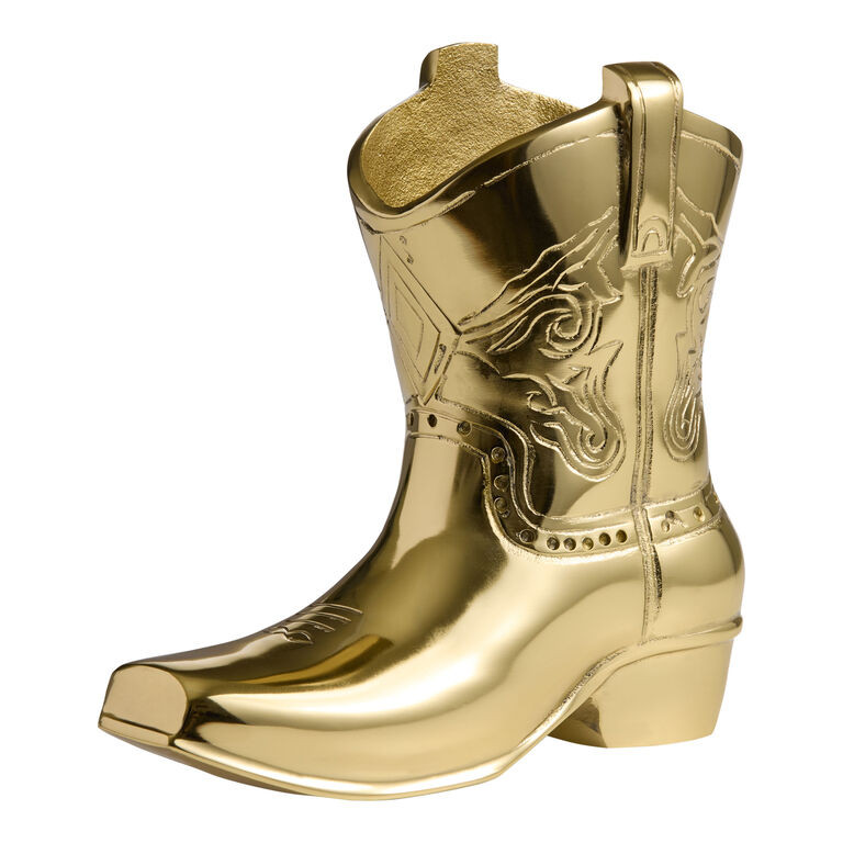 Gold Metal Western Boot Shaped Wine Chiller | World Market