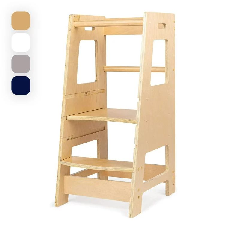 KidzWerks Kitchen Step Stool for Kids - Wooden Step Stool with Adjustable Platform - Toddler Towe... | Walmart (US)