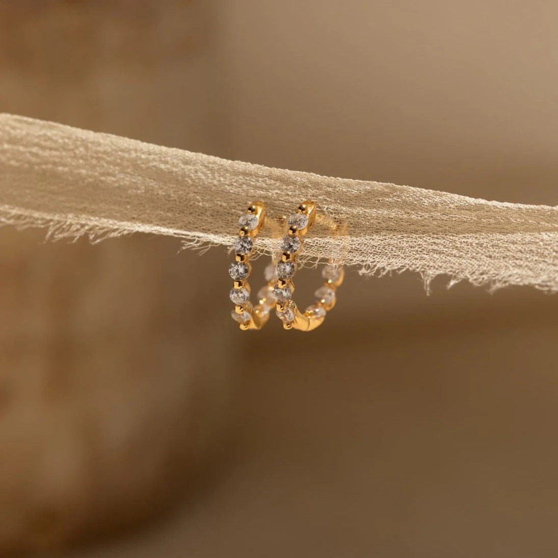 Inside Out Diamond Huggie Hoop Earrings in 18K Gold | Caitlyn Minimalist | Caitlyn Minimalist