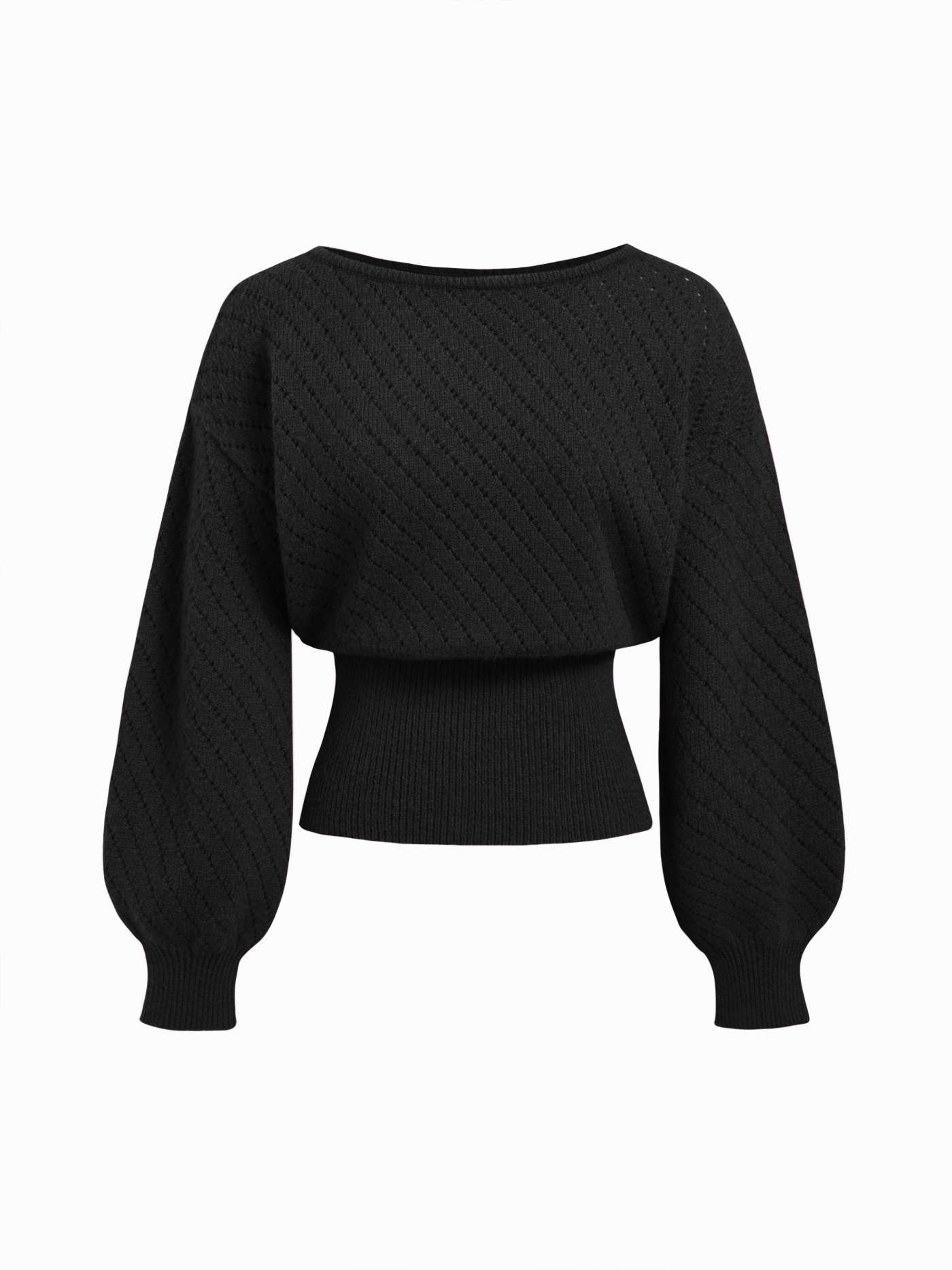 Knit Boat Neck Hollow Out Oversized Long Sleeve Top | Cider