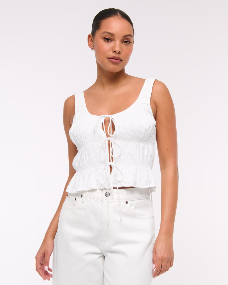 Ruched Tie-Front Top | Abercrombie & Fitch (US)