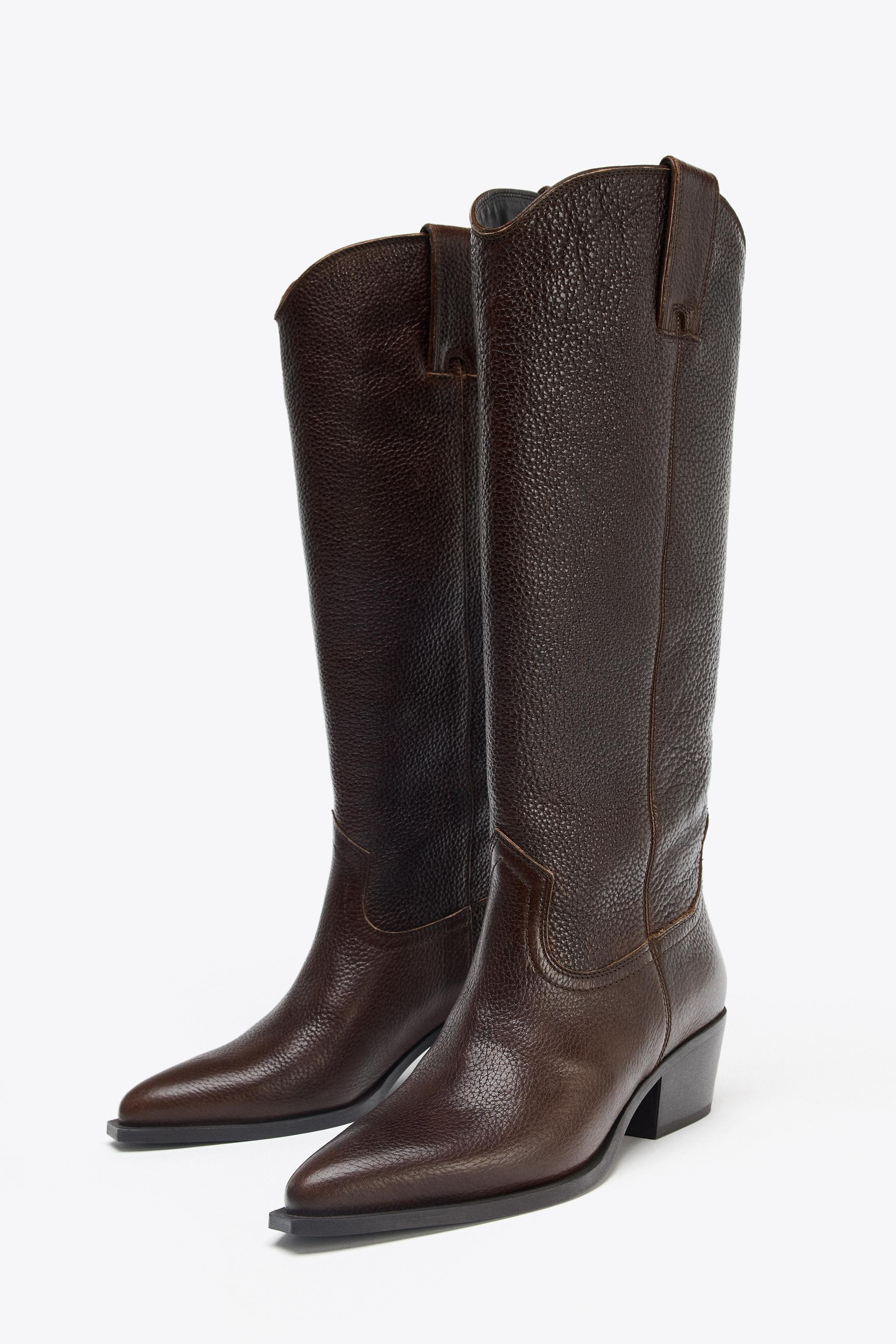 LEATHER HIGH BOOTS | Zara US