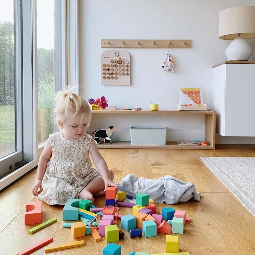 The Block Set by Lovevery – Solid Wood Building Blocks and Shapes + Wooden Storage Box, 70 Piec... | Amazon (US)