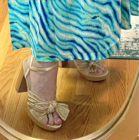 Gold bow platform sandals, heeled sandals, dressy sandals, maxi dress 

#LTKShoeCrush #LTKFindsUnder100 #LTKFindsUnder50