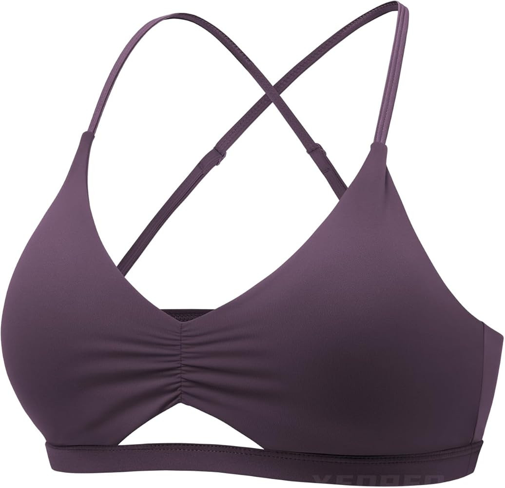 YEOREO Women's Sports Bras Chilene Strappy Criss Cross Open Back Low Impact Removable Cups Gym Yo... | Amazon (US)