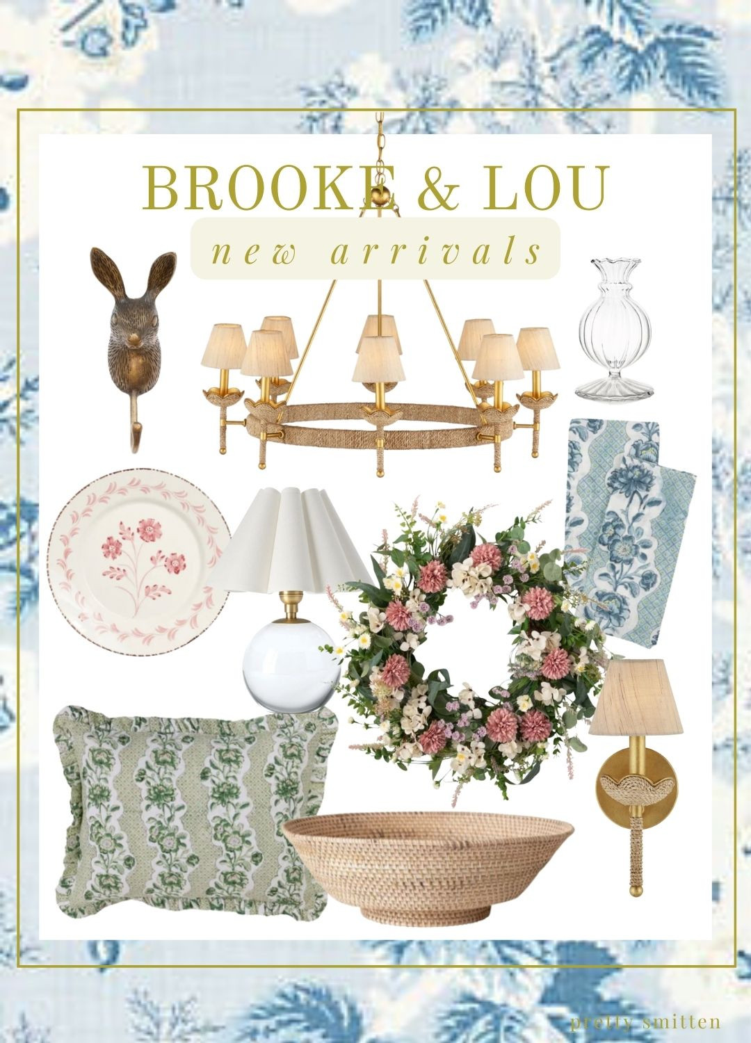 Brooke and Lou spring home decor - 20% off this weekend!------------
Spring home finds, home decor, Easter decor, grandmillennial, traditional home, Southern class home style, interior design, interior inspo, scallops, floral, floral wreath, spring front porch, dining room chandelier, rattan, scallops, blue and white 

 #LTKHome